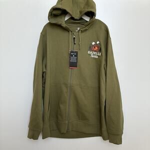 Gazelle Tents Off Road Zip-Up Hoodie Men's Oak Moss Green Tough Cotton Size XL